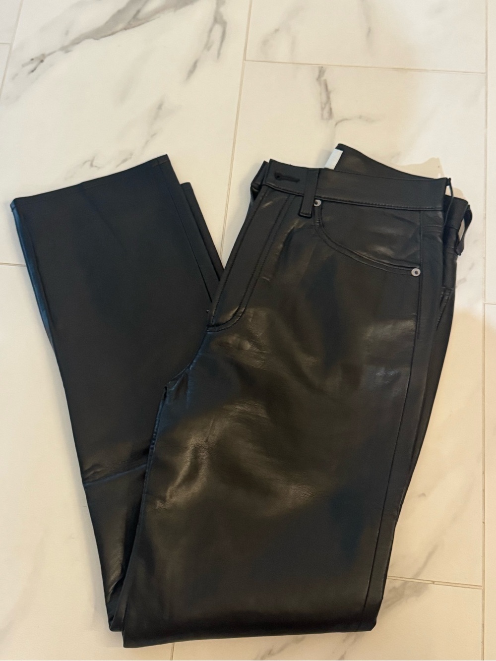 Agolde Black Faux Leather Pants